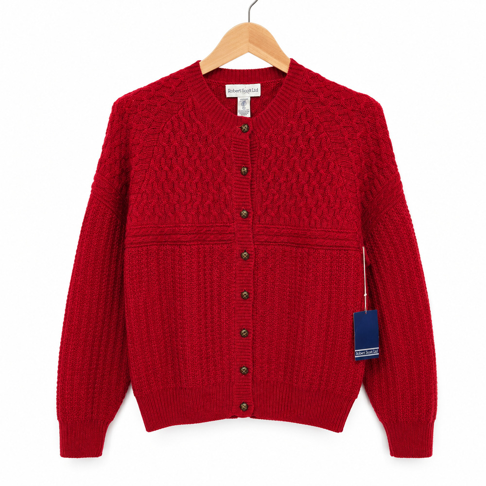 Vintage Robert Scott Sweater Womens Size Small Red 100% Pure Wool Fisherman NWT